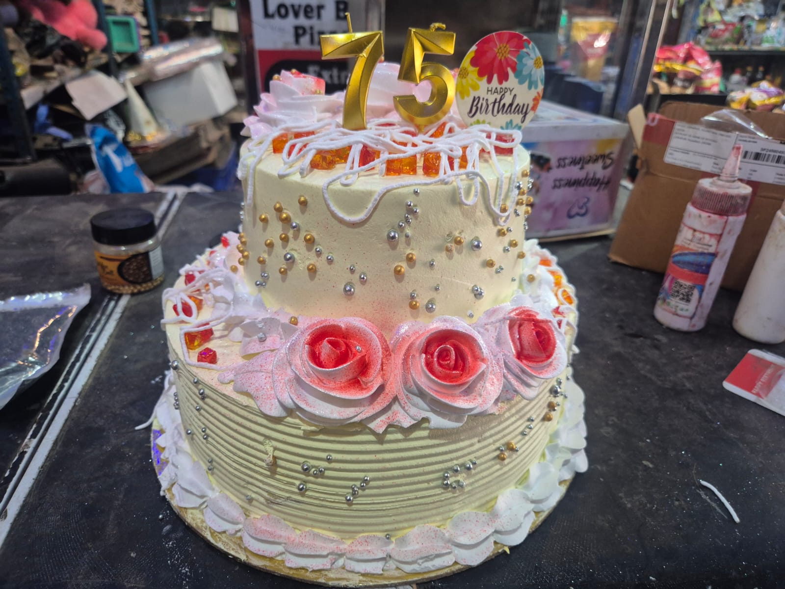 Elegant Pink Butterfly Pearl Cake